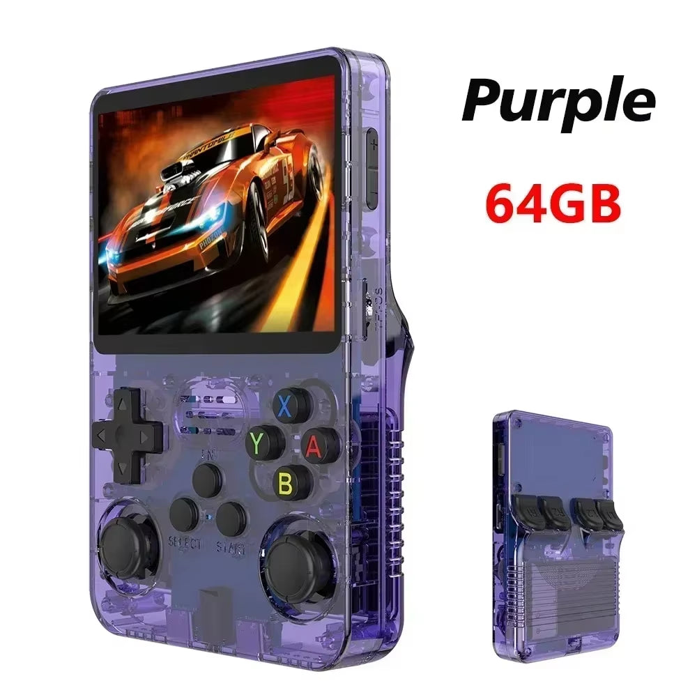 R36S Orange Portable Video Game Console 64G/128GB 3.5 Inch IPS Screen Open Source Linux Pocket Player with 15000 Preloaded Games
