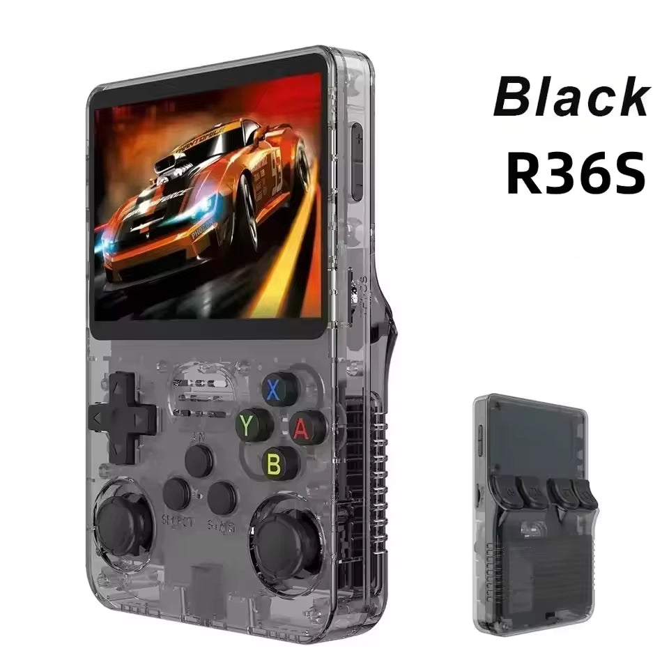 R36S Orange Portable Video Game Console 64G/128GB 3.5 Inch IPS Screen Open Source Linux Pocket Player with 15000 Preloaded Games
