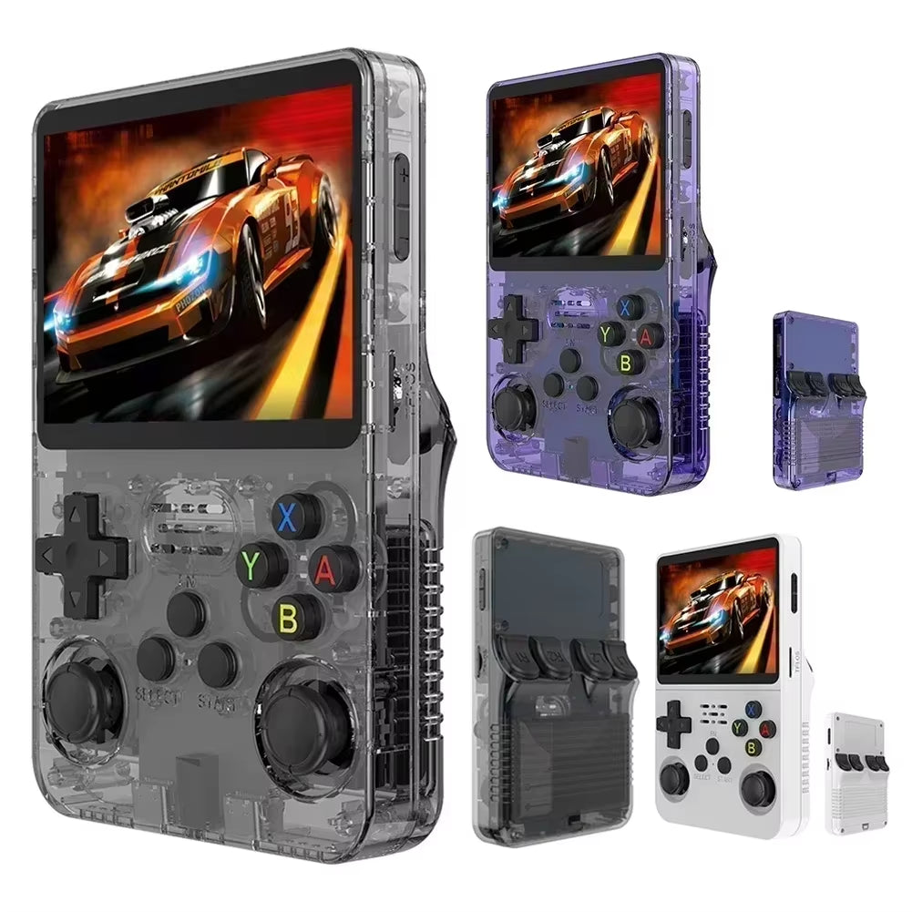R36S Orange Portable Video Game Console 64G/128GB 3.5 Inch IPS Screen Open Source Linux Pocket Player with 15000 Preloaded Games