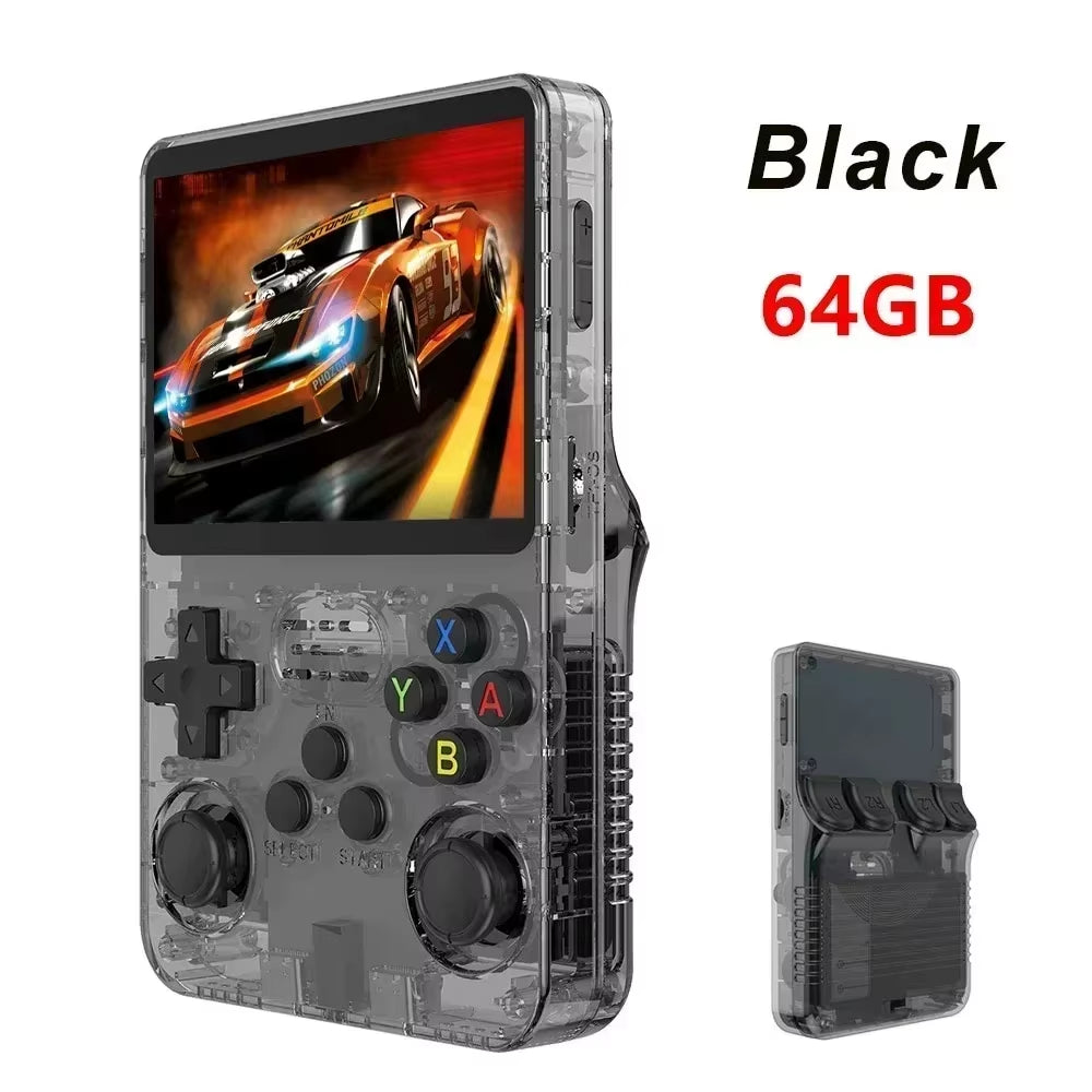R36S Orange Portable Video Game Console 64G/128GB 3.5 Inch IPS Screen Open Source Linux Pocket Player with 15000 Preloaded Games