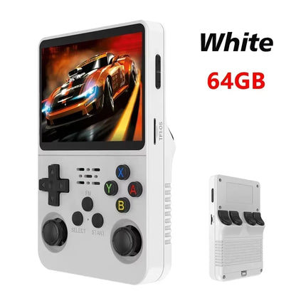 R36S Orange Portable Video Game Console 64G/128GB 3.5 Inch IPS Screen Open Source Linux Pocket Player with 15000 Preloaded Games